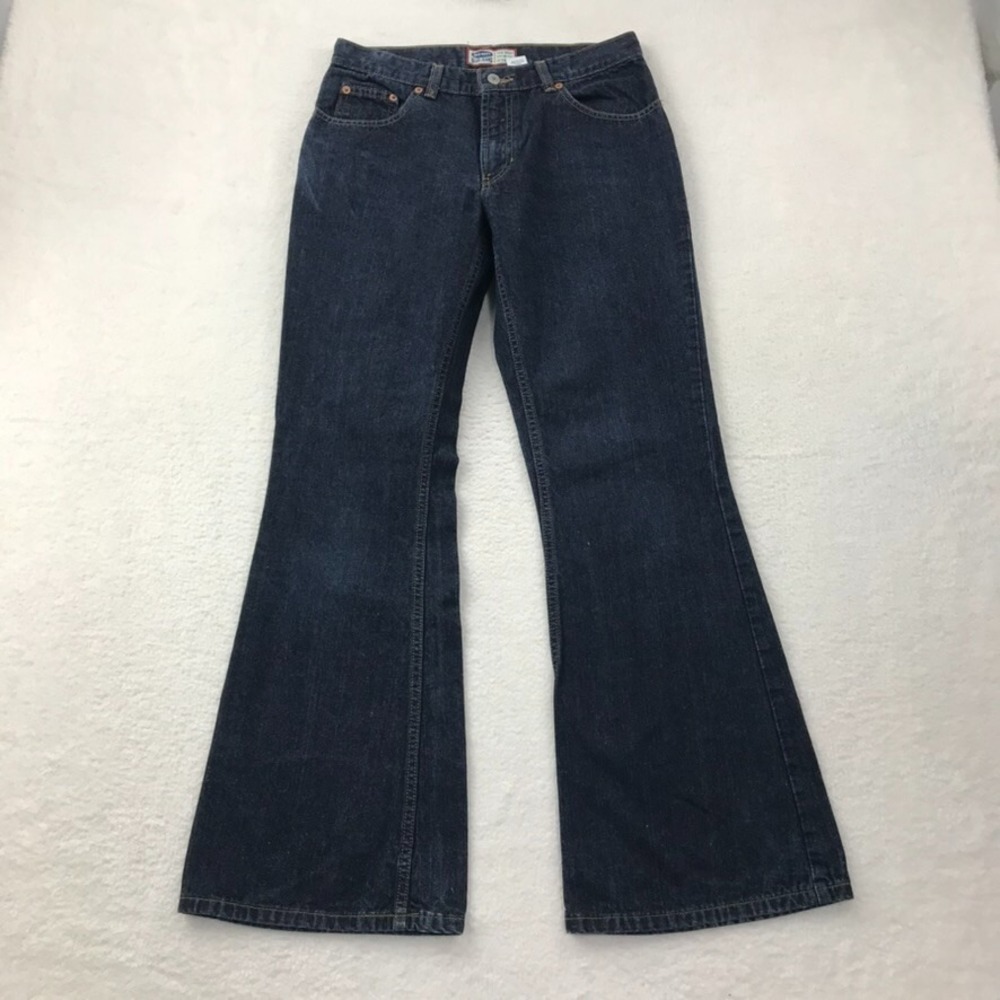 Vintage Y2K Old Navy Flare Jeans Womens 8 Blue Dark Wash Denim Low Rise Bootcut